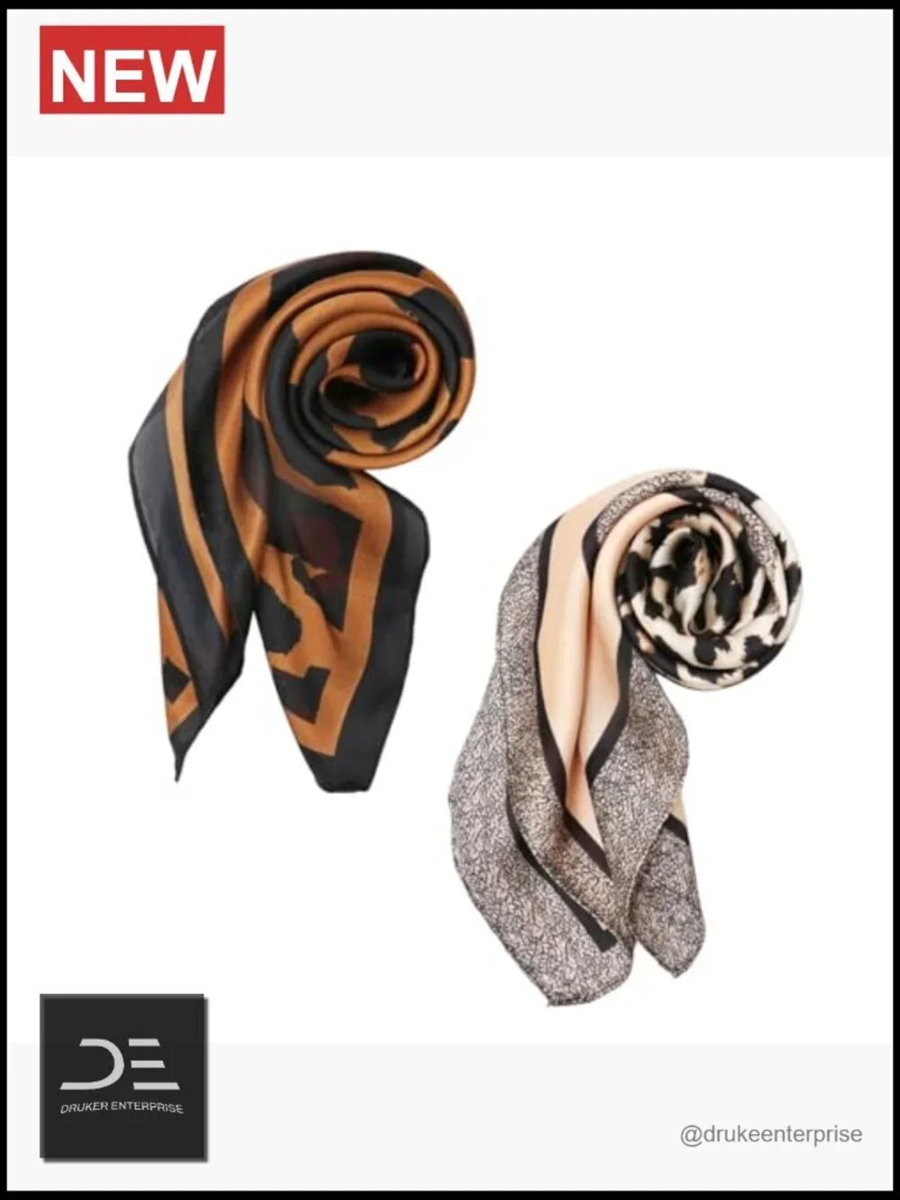 Square Satin Silk Feeling Scarf for Women - Hair Neck Handbag Accessory